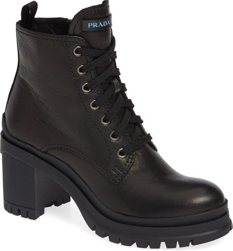 prada high heeled boots|prada block heel combat boots.